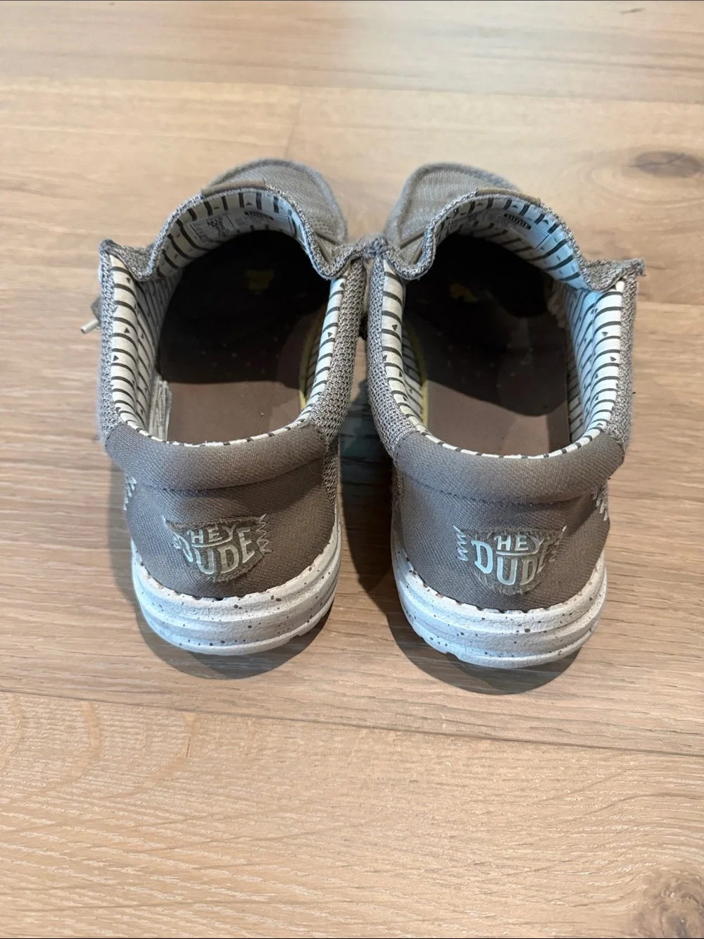 Hey Dude Light Tan/Gray Canvas Slip-On Casual Shoes